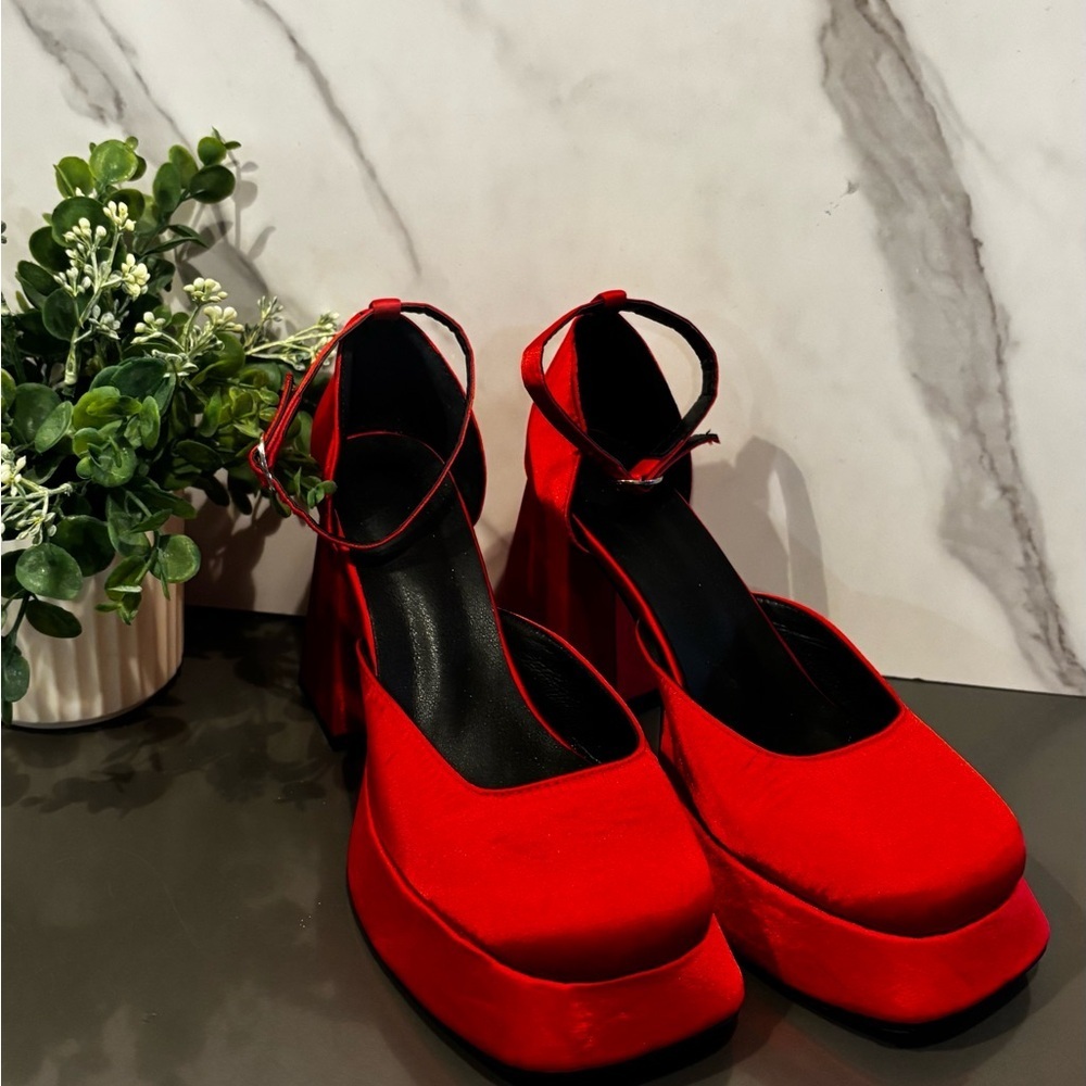 Chic Red Women's Block Heels